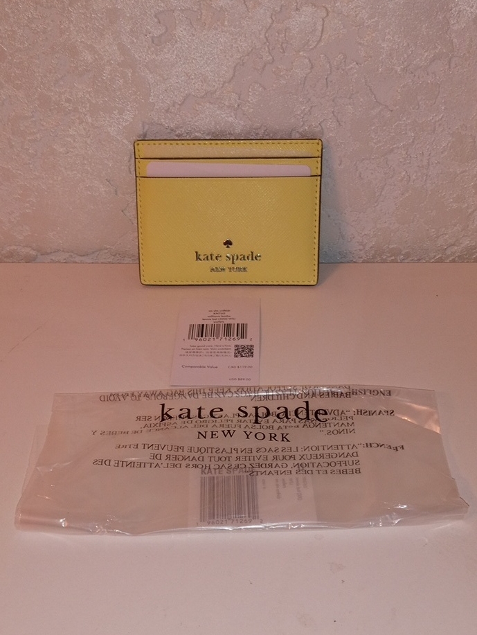 Kate Spade Yellow Saffiano Leather Card Holder
